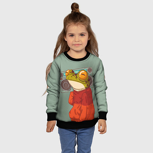 Детский свитшот Лягуха с мафоном / 3D-Черный – фото 4