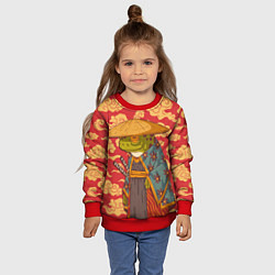 Свитшот детский Старая самурайская лягуха, цвет: 3D-красный — фото 2