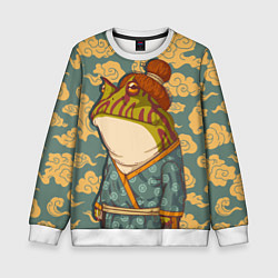 Свитшот детский Японская лягушка, цвет: 3D-белый