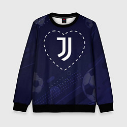 Детский свитшот Лого Juventus в сердечке на фоне мячей