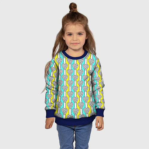 Детский свитшот Striped multicolored pattern with hearts / 3D-Синий – фото 4