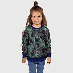 Свитшот детский Абстрактный гранжевый принт с кляксами и штрихами, цвет: 3D-синий — фото 2