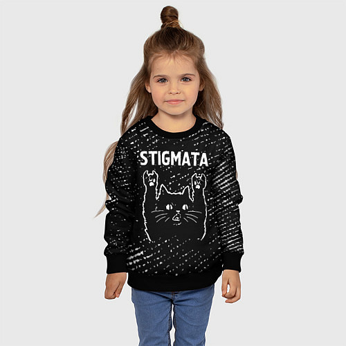 Детский свитшот Группа Stigmata и Рок Кот / 3D-Черный – фото 4