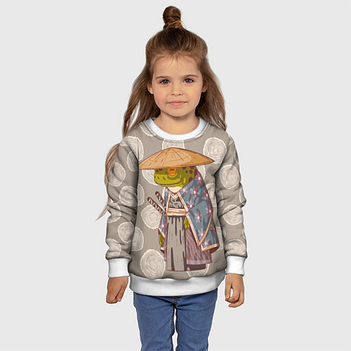 Детский свитшот Самурай-лягушка воин / 3D-Белый – фото 4