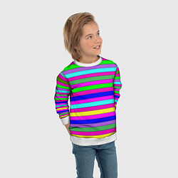 Свитшот детский Multicolored neon bright stripes, цвет: 3D-белый — фото 2