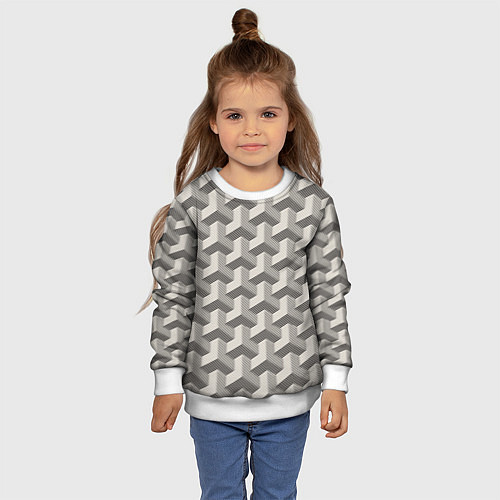 Детский свитшот Геометрические фигуры Оптическая иллюзия / 3D-Белый – фото 4