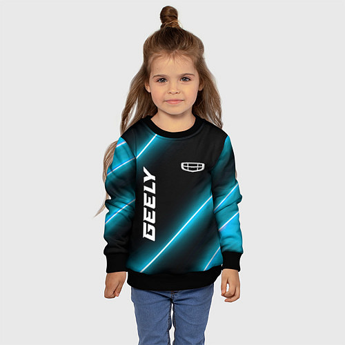 Детский свитшот Geely Неоновые Лампы / 3D-Черный – фото 4