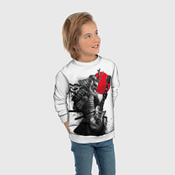 Свитшот детский Самурай гитарист, цвет: 3D-белый — фото 2