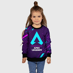 Свитшот детский Символ Apex Legends в неоновых цветах на темном фо, цвет: 3D-черный — фото 2