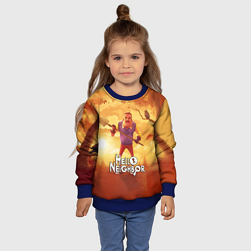 Детский свитшот Hello Neighbor Привет сосед Сосед с лопатой / 3D-Синий – фото 4