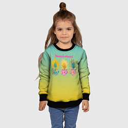 Свитшот детский Сочные разноцветные ананасы, цвет: 3D-черный — фото 2