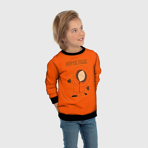 Детский свитшот Южный Парк - на оранжевом фоне / 3D-Черный – фото 3