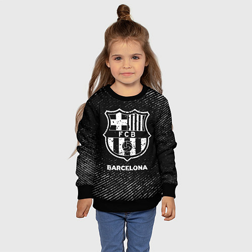 Детский свитшот Barcelona с потертостями на темном фоне / 3D-Черный – фото 4
