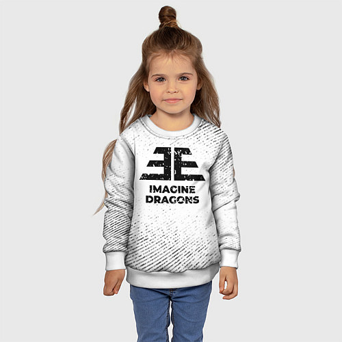 Детский свитшот Imagine Dragons с потертостями на светлом фоне / 3D-Белый – фото 4
