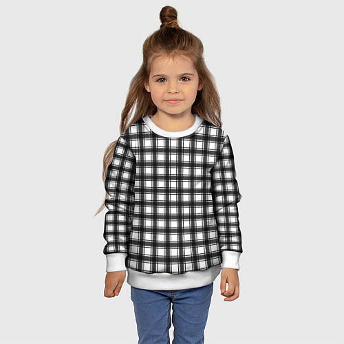 Детский свитшот Black and white trendy checkered pattern / 3D-Белый – фото 4