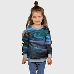 Свитшот детский Сине-зеленый абстрактный размытый узор, цвет: 3D-меланж — фото 2