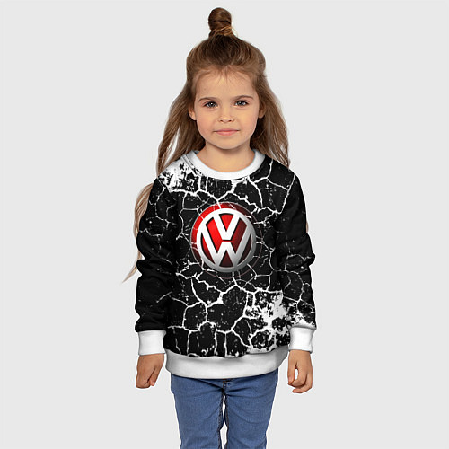 Детский свитшот Volkswagen Трещины / 3D-Белый – фото 4