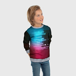 Свитшот детский Неоновые лучи из парящего здания - Голубой, цвет: 3D-меланж — фото 2