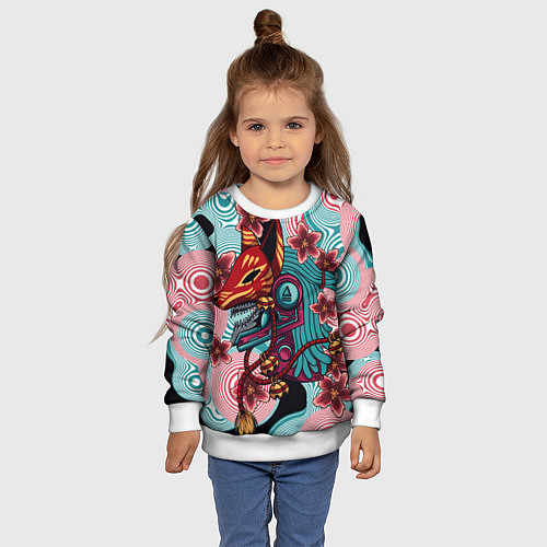 Детский свитшот Кицунэ-маска / 3D-Белый – фото 4