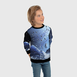 Свитшот детский Космический пейзаж с ледяными скалами, цвет: 3D-черный — фото 2
