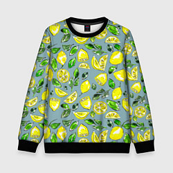 Свитшот детский Порезанные лимоны - паттерн, цвет: 3D-черный