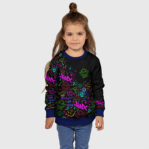 Детский свитшот League Of Legends неон - Arcane logo / 3D-Синий – фото 4