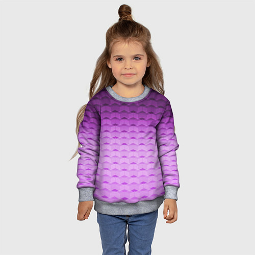Детский свитшот Фиолетово-розовый геометрический узор Градиент / 3D-Меланж – фото 4