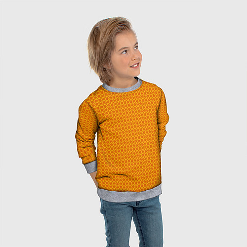 Детский свитшот Оранжевые классические узоры / 3D-Меланж – фото 3