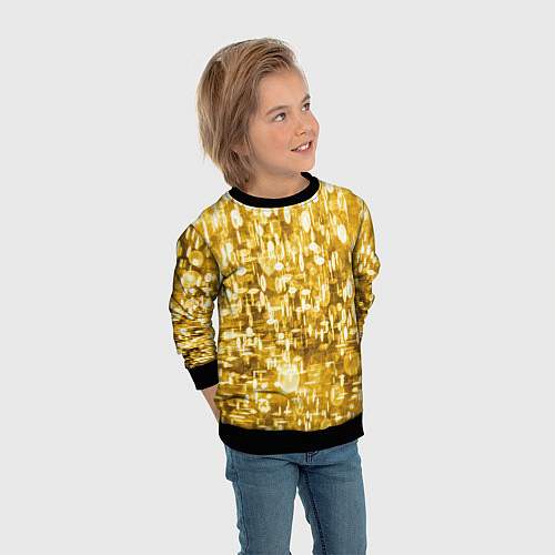 Детский свитшот Абстрактное множество золотых огней - Яркожёлтый / 3D-Черный – фото 3