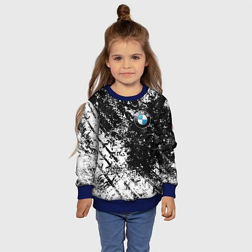 Детский свитшот BMW : Испачканная ЧБ / 3D-Синий – фото 4