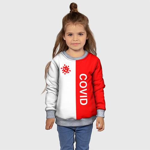 Детский свитшот COVID - ВИРУС / 3D-Меланж – фото 4
