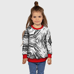 Свитшот детский Черно-белый абстрактный узор Трио, цвет: 3D-красный — фото 2