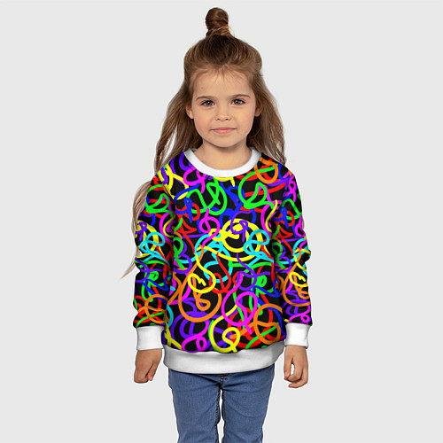 Детский свитшот Неоновый беспорядок / 3D-Белый – фото 4