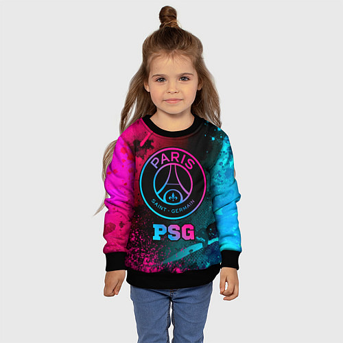 Детский свитшот PSG - neon gradient / 3D-Черный – фото 4