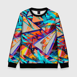 Свитшот детский Яркий неоновый абстрактный узор, цвет: 3D-черный