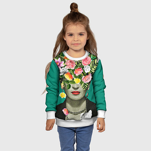 Детский свитшот Фрида Кало - Арт Портрет / 3D-Белый – фото 4