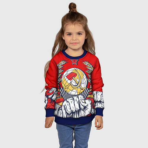 Детский свитшот СССР серп и молот герб / 3D-Синий – фото 4