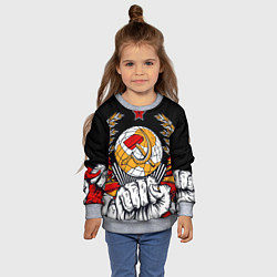 Свитшот детский Герб СССР на черном фоне, цвет: 3D-меланж — фото 2