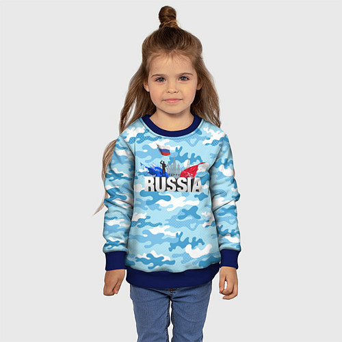 Детский свитшот Russia: синий камфуляж / 3D-Синий – фото 4