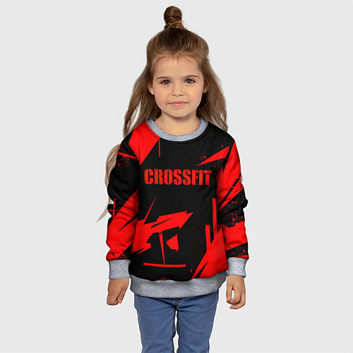 Детский свитшот Кроссфит - красная абстракция / 3D-Меланж – фото 4