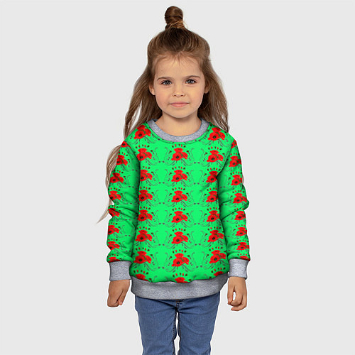 Детский свитшот Blooming red poppies / 3D-Меланж – фото 4