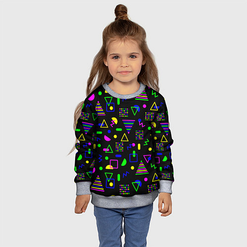 Детский свитшот Кислотный Мемфис / 3D-Меланж – фото 4