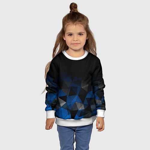 Детский свитшот Черно-синий геометрический / 3D-Белый – фото 4