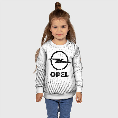 Детский свитшот Opel с потертостями на светлом фоне / 3D-Белый – фото 4