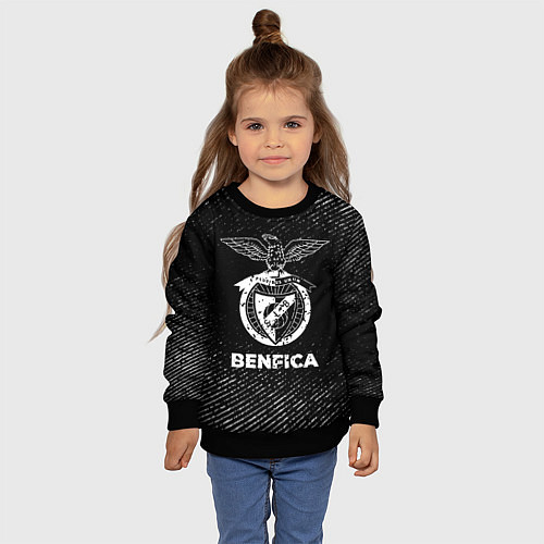 Детский свитшот Benfica с потертостями на темном фоне / 3D-Черный – фото 4