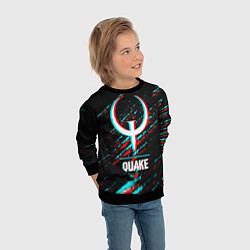Свитшот детский Quake в стиле glitch и баги графики на темном фоне, цвет: 3D-черный — фото 2