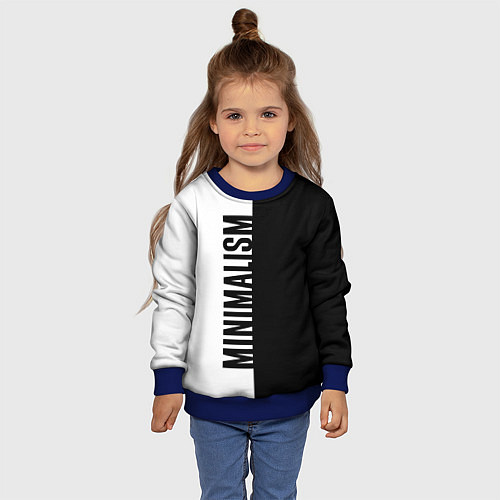Детский свитшот MINIMALISM - BLACK AND WHITE / 3D-Синий – фото 4