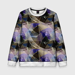 Свитшот детский Полигональный абстрактный: бежевый, коричневый, си, цвет: 3D-белый