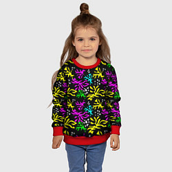 Свитшот детский Неоновый абстрактный узор на черном фоне, цвет: 3D-красный — фото 2