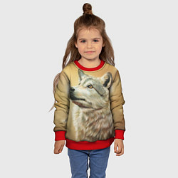 Свитшот детский Спокойный волк, цвет: 3D-красный — фото 2
